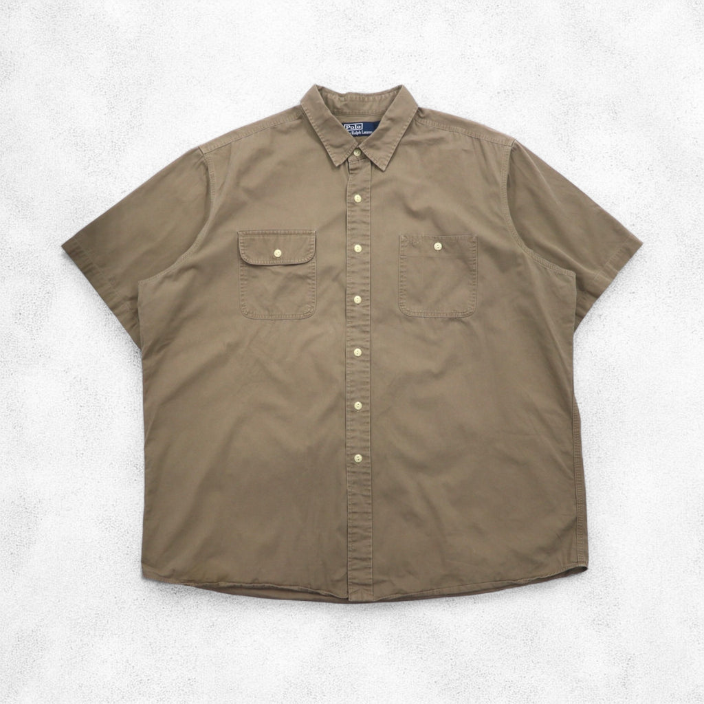 Polo by Ralph Lauren 90年代 ビッグサイズ 半袖 シャツ 2XL ベージュ コットン 胸ポケット