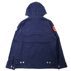 VAN -JAC- Denim Hooded Swing Top M Blue Cotton Dark Blue Logo Embroidery Patch
