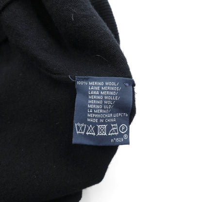 Polo Ralph Lauren 90年代 メリノウール ニット Vネック ベスト XL ブラック 羊毛 スモールポニー刺繡
