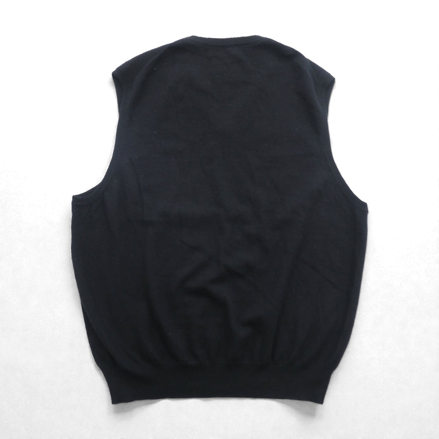 Polo Ralph Lauren 90年代 メリノウール ニット Vネック ベスト XL ブラック 羊毛 スモールポニー刺繡