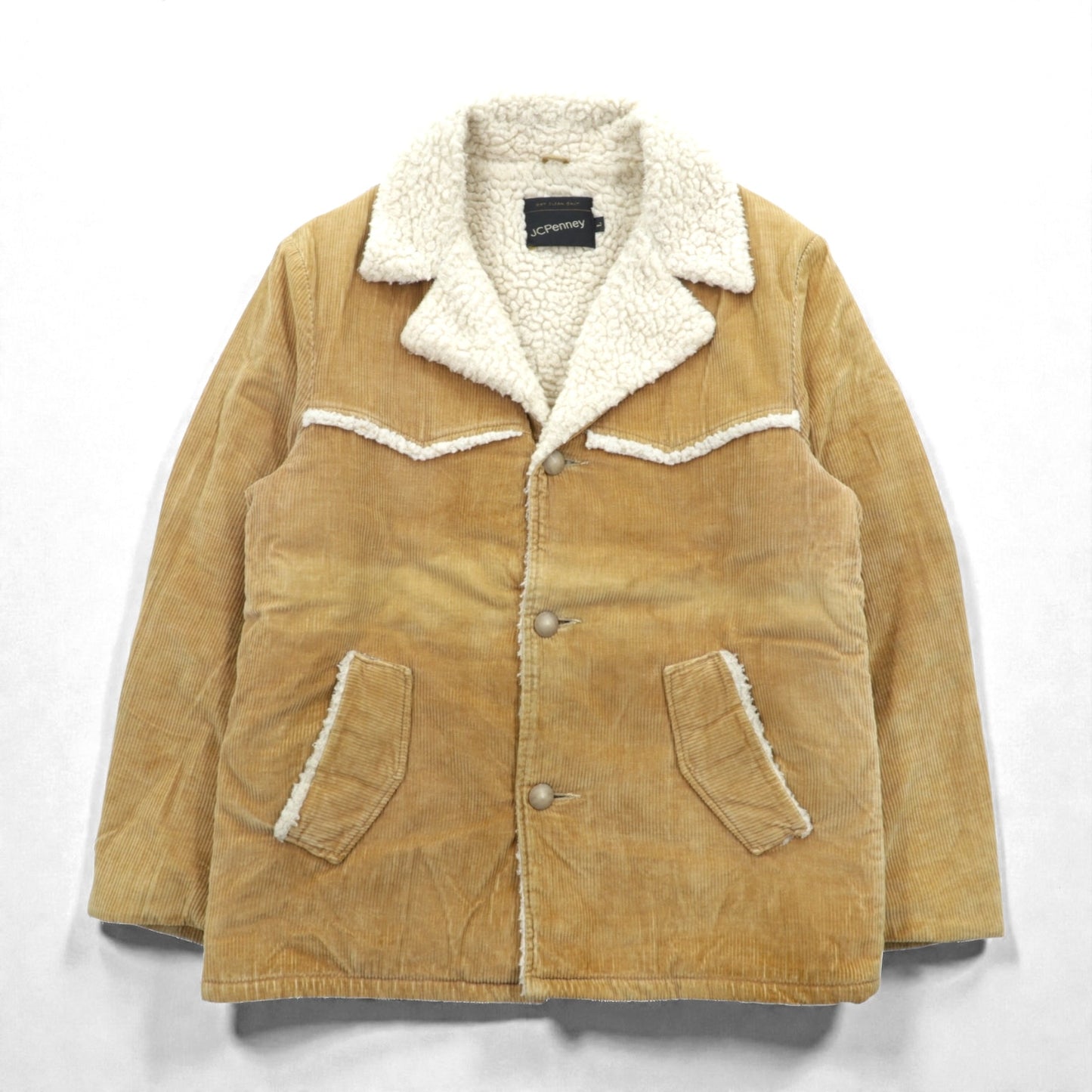 J.C.PENNEY 80年代 ヴィンテージ ランチコート コーデュロイ ジャケット L ベージュ 裏ボア シェルパ