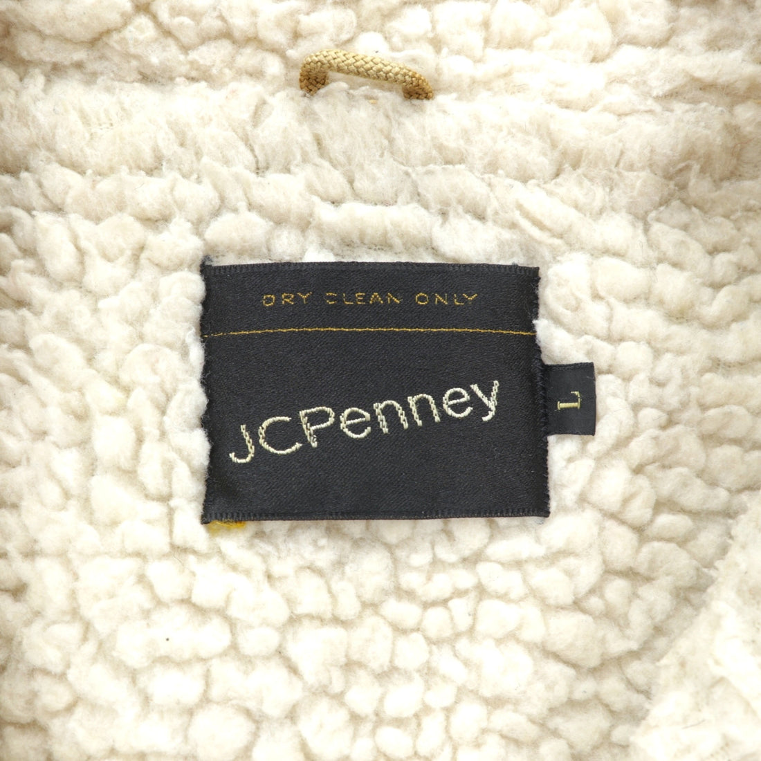 J.C. PENNEY 80s Vintage Ranch Coat Corduroy Jacket, Size L, Beige, Boa Lining, Sherpa