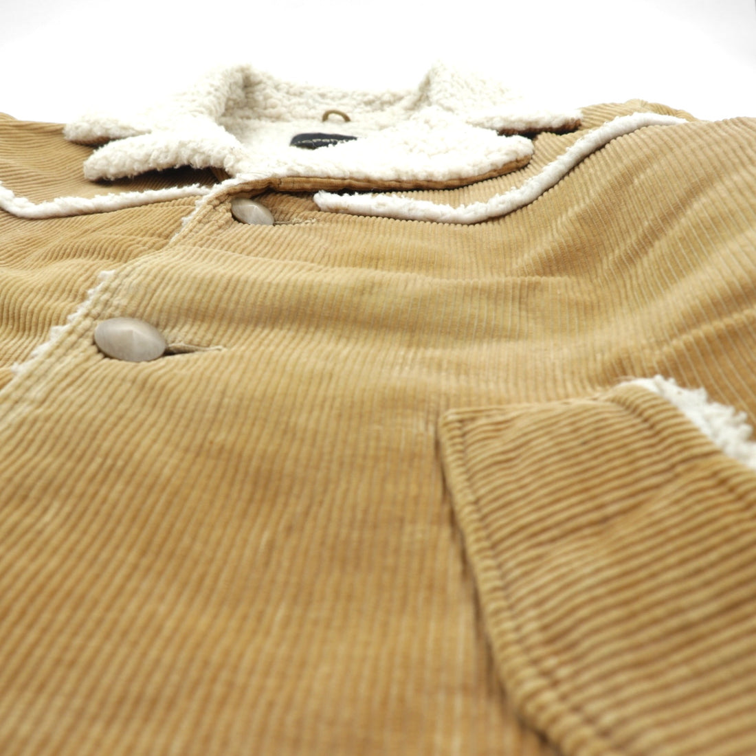 J.C. PENNEY 80s Vintage Ranch Coat Corduroy Jacket, Size L, Beige, Boa Lining, Sherpa