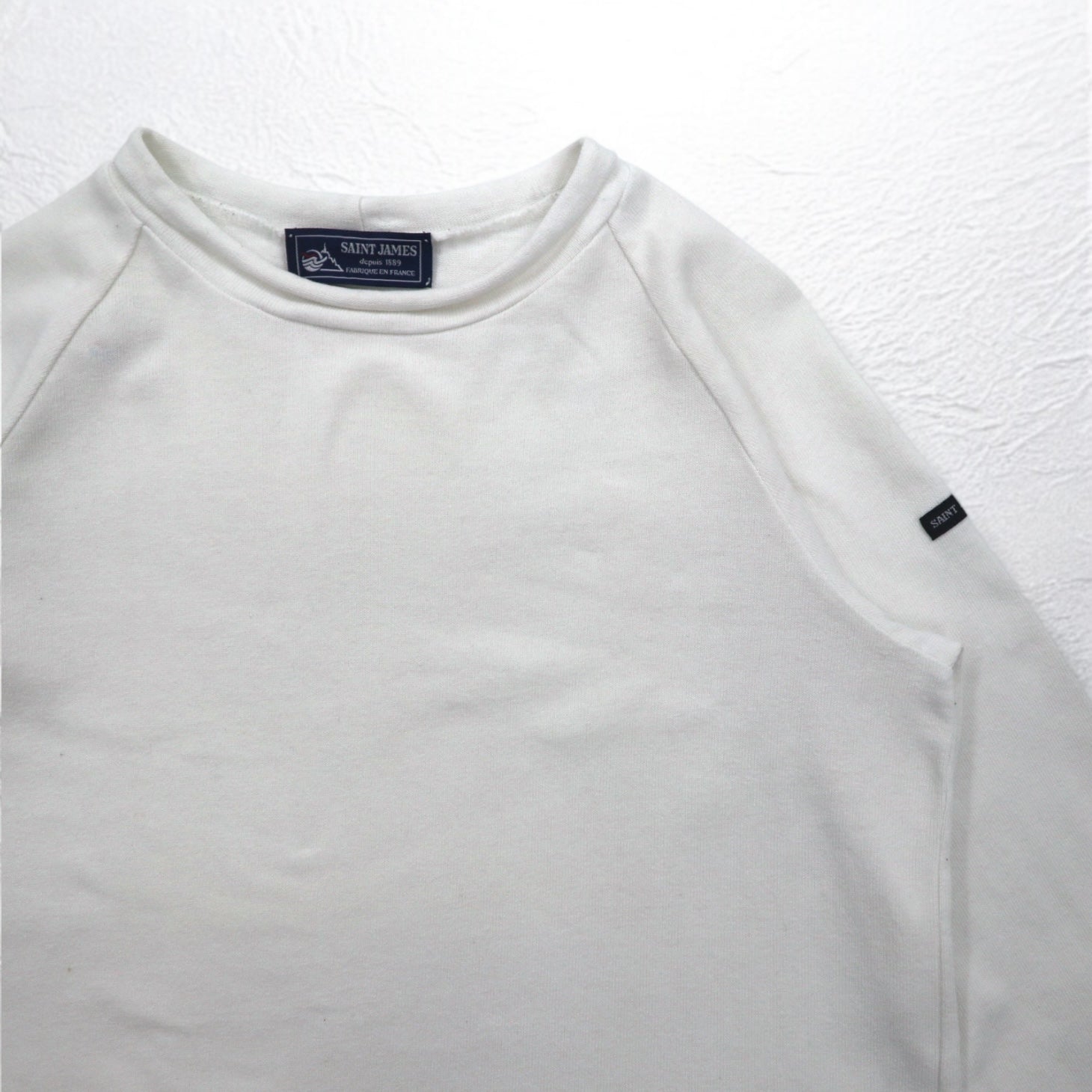 SAINT JAMES French Boat Neck Basque Shirt, Medium, White, Cotton