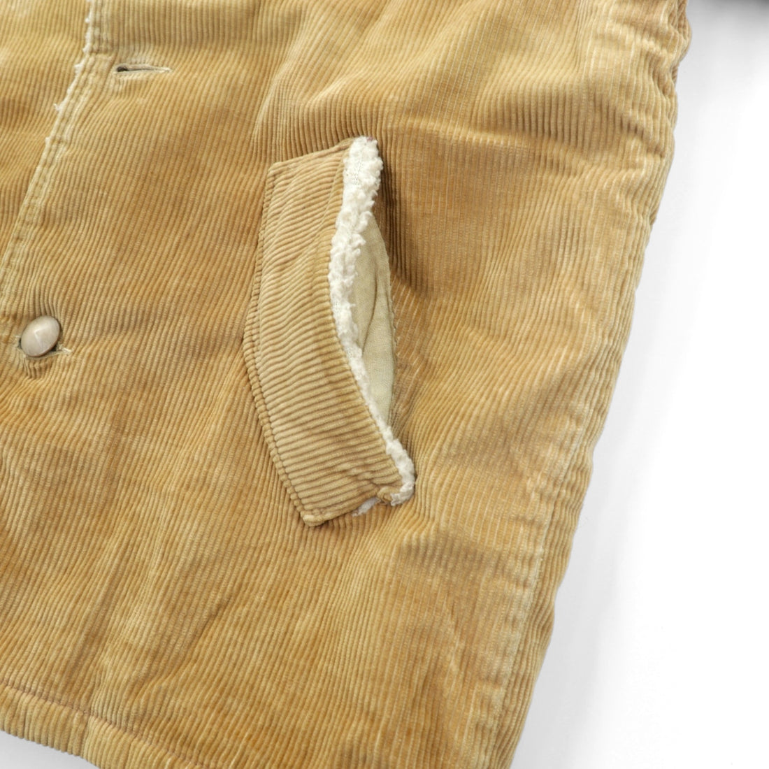J.C. PENNEY 80s Vintage Ranch Coat Corduroy Jacket, Size L, Beige, Boa Lining, Sherpa