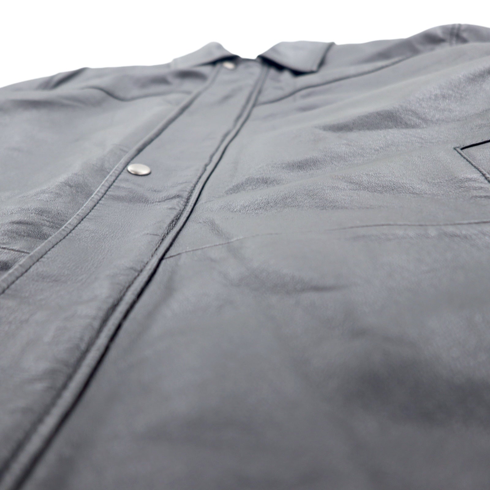 RETREAT Leather Car Coat Thinsulate INSULATION Padded Jacket L Black Leather Removable Liner