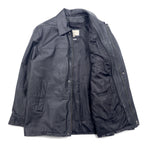 RETREAT Leather Car Coat Thinsulate INSULATION Padded Jacket L Black Leather Removable Liner