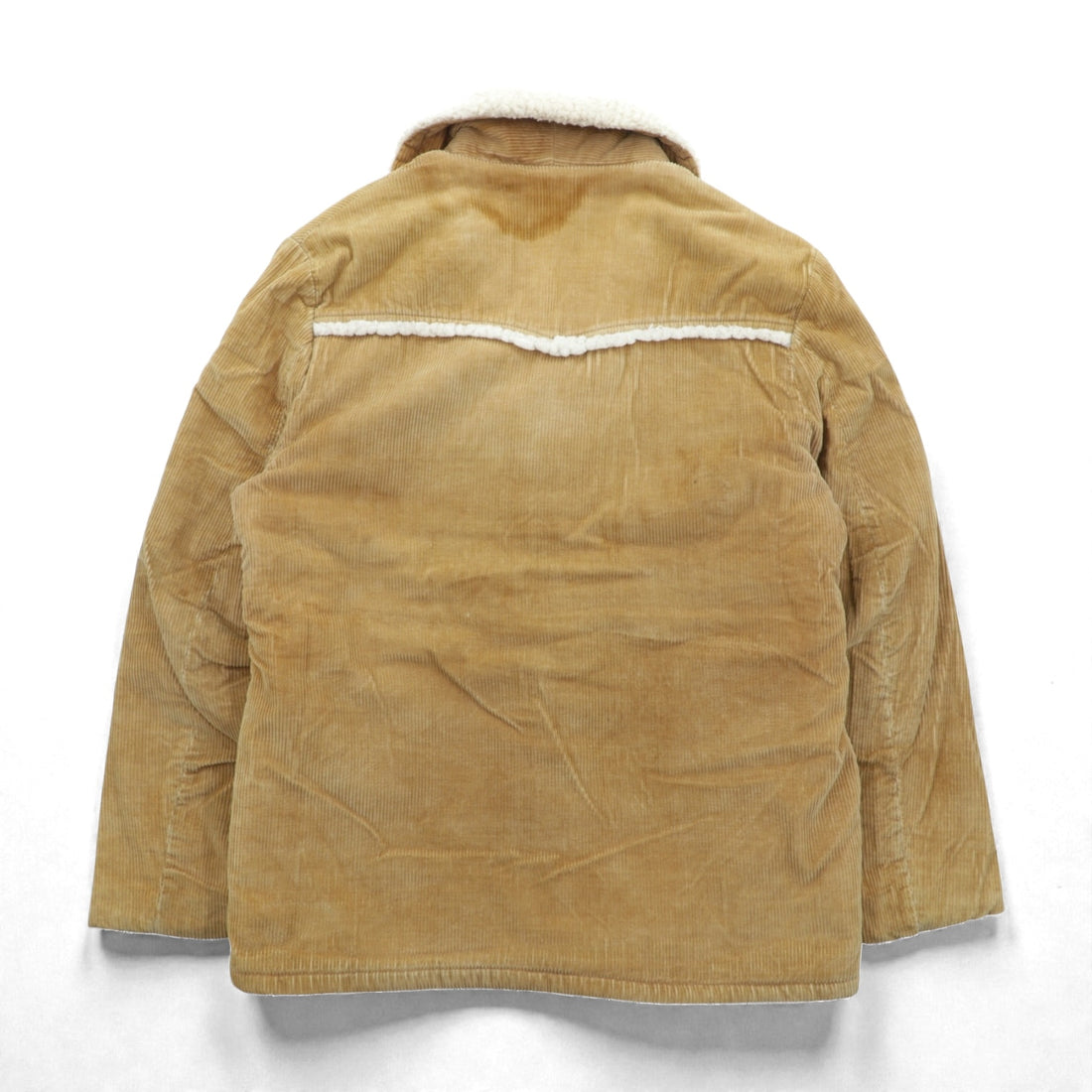 J.C. PENNEY 80s Vintage Ranch Coat Corduroy Jacket, Size L, Beige, Boa Lining, Sherpa
