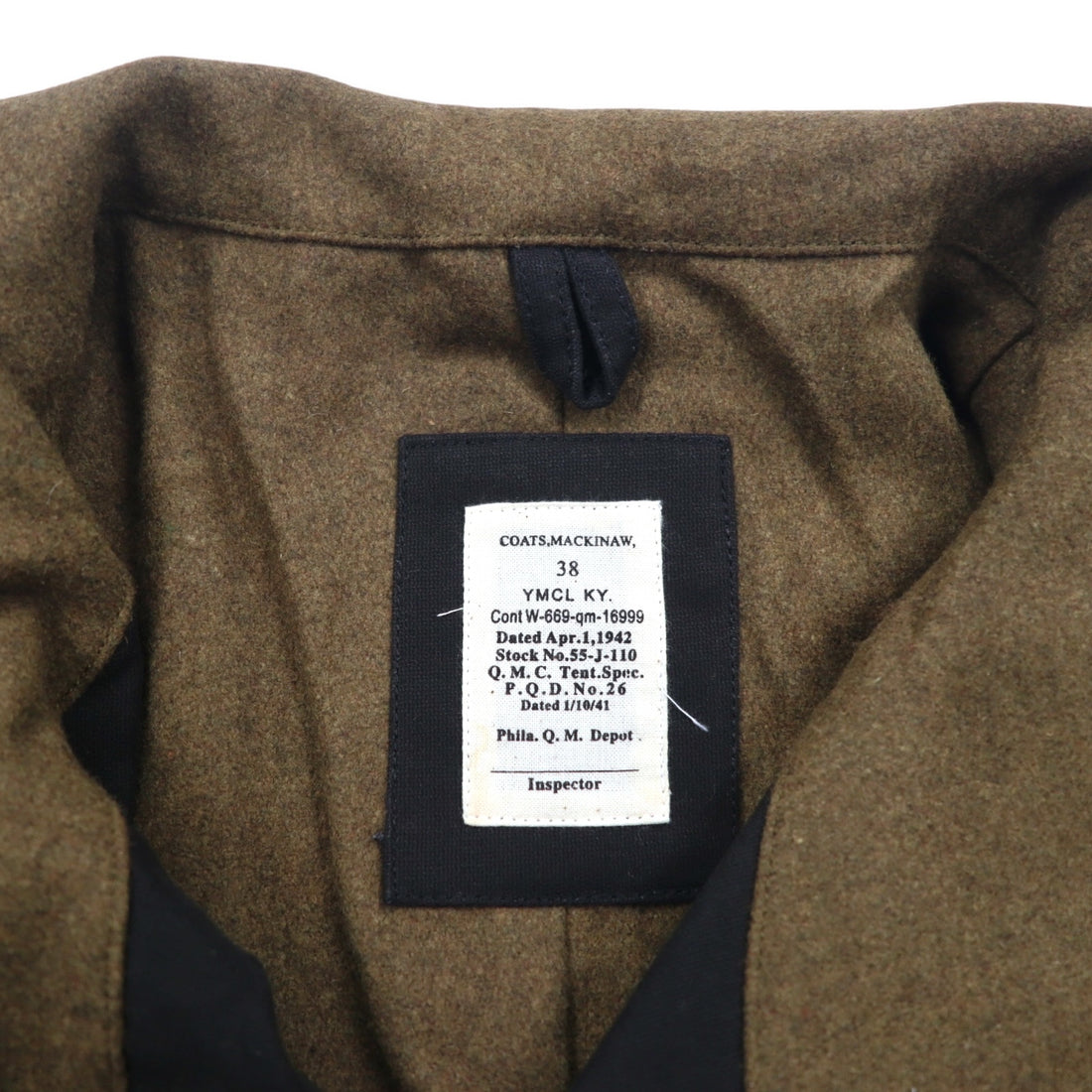 US ARMY Mackinaw Coat, Double-Breasted Jeep Size M, Wool Lining, 55-J-110, YMCL KY, Deadstock, Unused, 1938, Replica, Military