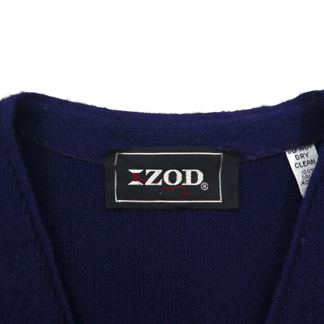 LACOSTE 70年代 ニット カーディガン L ネイビー アクリル IZOD 糸巻タグ ワンポイントロゴ