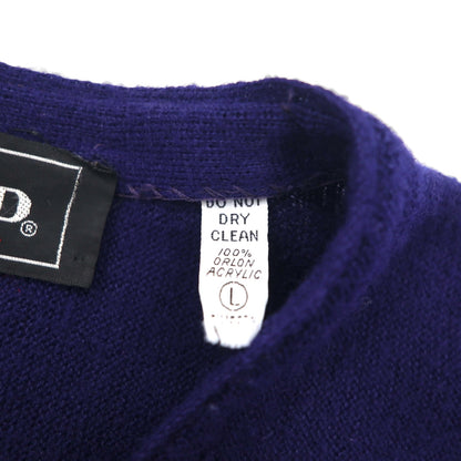 LACOSTE 70年代 ニット カーディガン L ネイビー アクリル IZOD 糸巻タグ ワンポイントロゴ