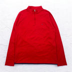TOMMY HILFIGER Half-Zip Long Sleeve T-Shirt Long TM Red One Point Logo Embroidery