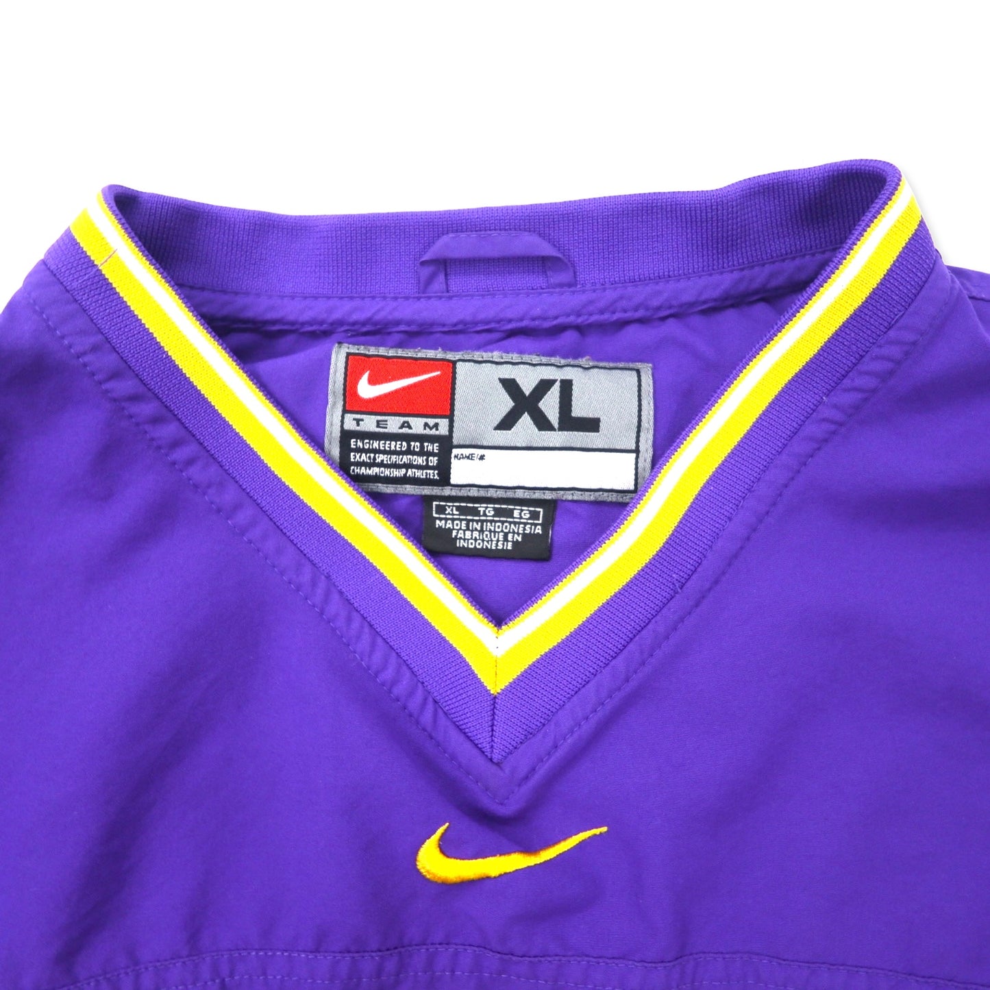 NIKE TEAM 90年代 センタースウォッシュ ピステ ナイロン プルオーバー XL パープル ポリエステル カレッジ刺繍 LSU サイドスリットジップ