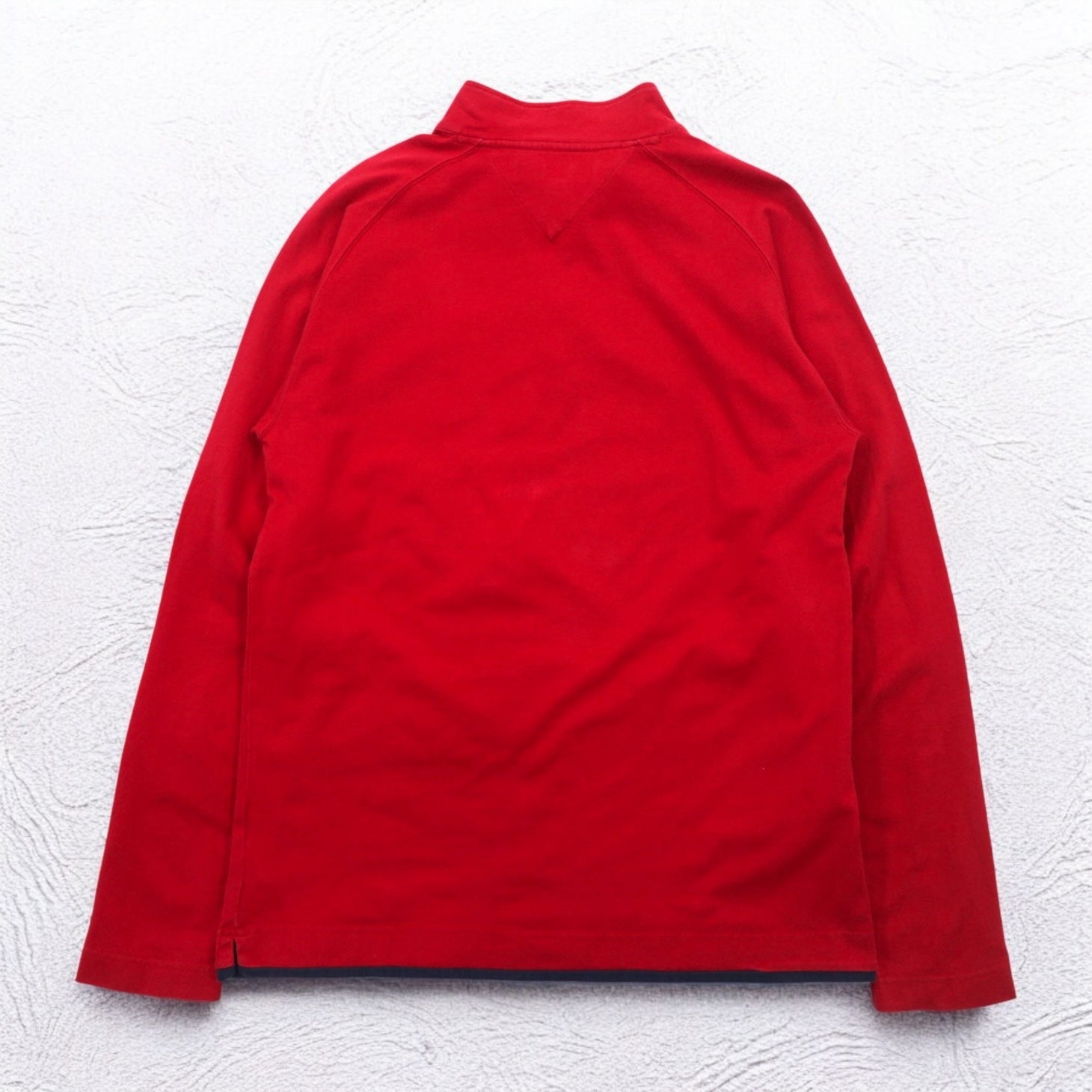TOMMY HILFIGER Half-Zip Long Sleeve T-Shirt Long TM Red One Point Logo Embroidery