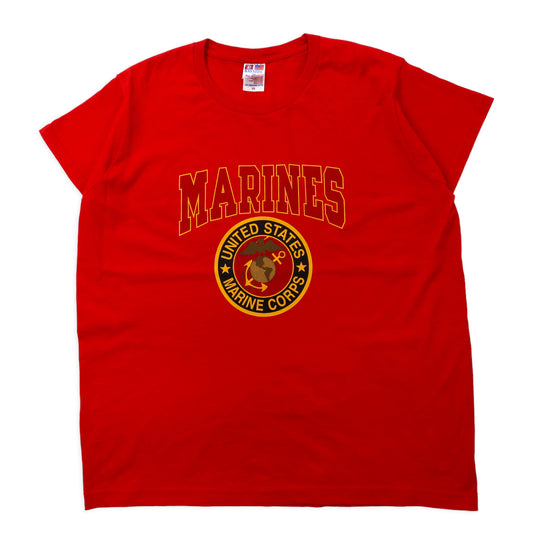USMC USA製 MARINES アメリカ海兵隊 Tシャツ XL レッド コットン BAY SIDE プリント