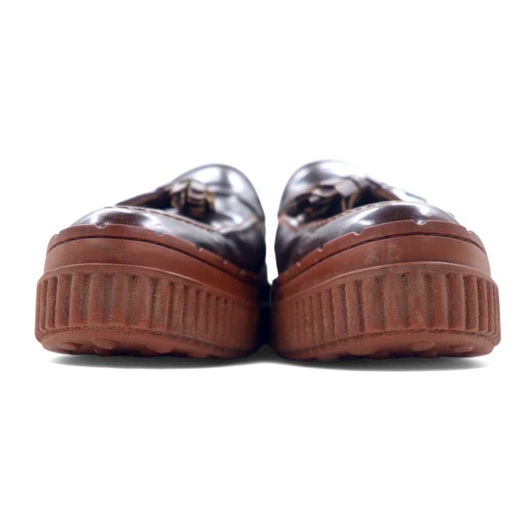 TOD'S Platform Tassel Loafer 24.5cm Brown Leather Made in Italy