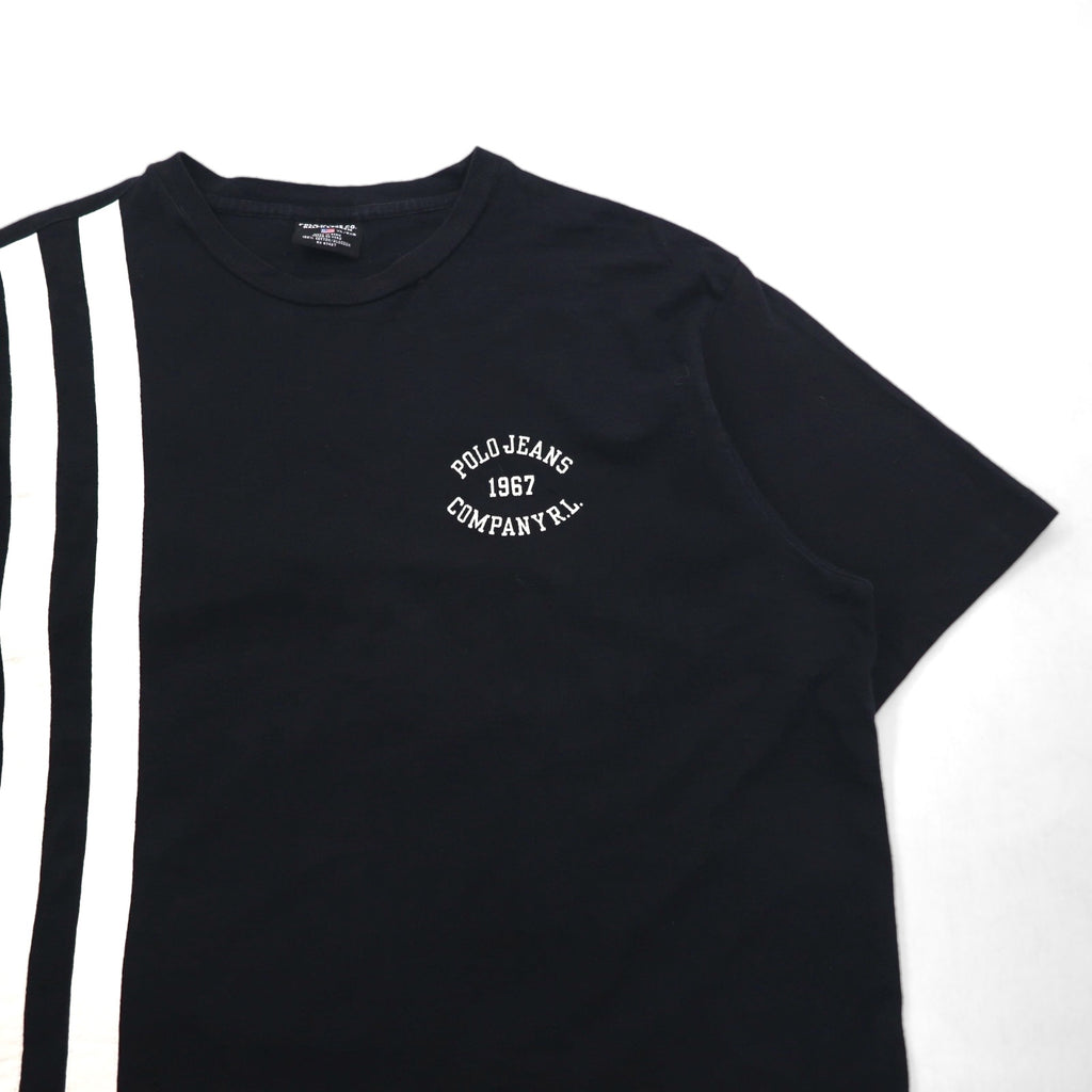 POLO JEANS CO. RALPH LAUREN 90s Line Design T-Shirt XL Black One Point Logo Made in Peru