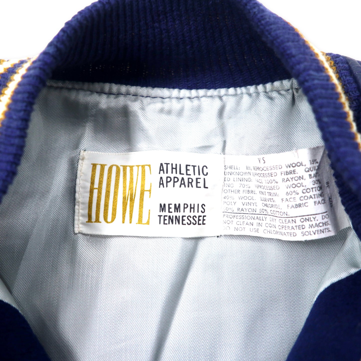 HOWE ATHLETIC APPAREL 80年代 スタジャン PUレザー切り替え 38 ブルー ウール