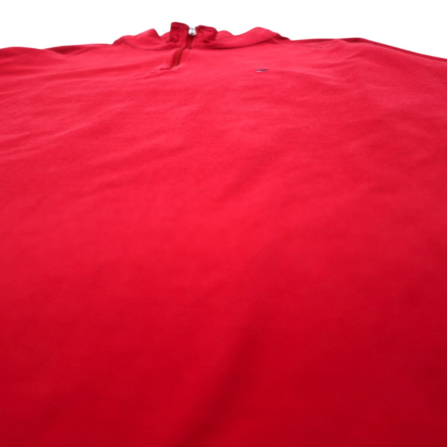 TOMMY HILFIGER Half-Zip Long Sleeve T-Shirt Long TM Red One Point Logo Embroidery