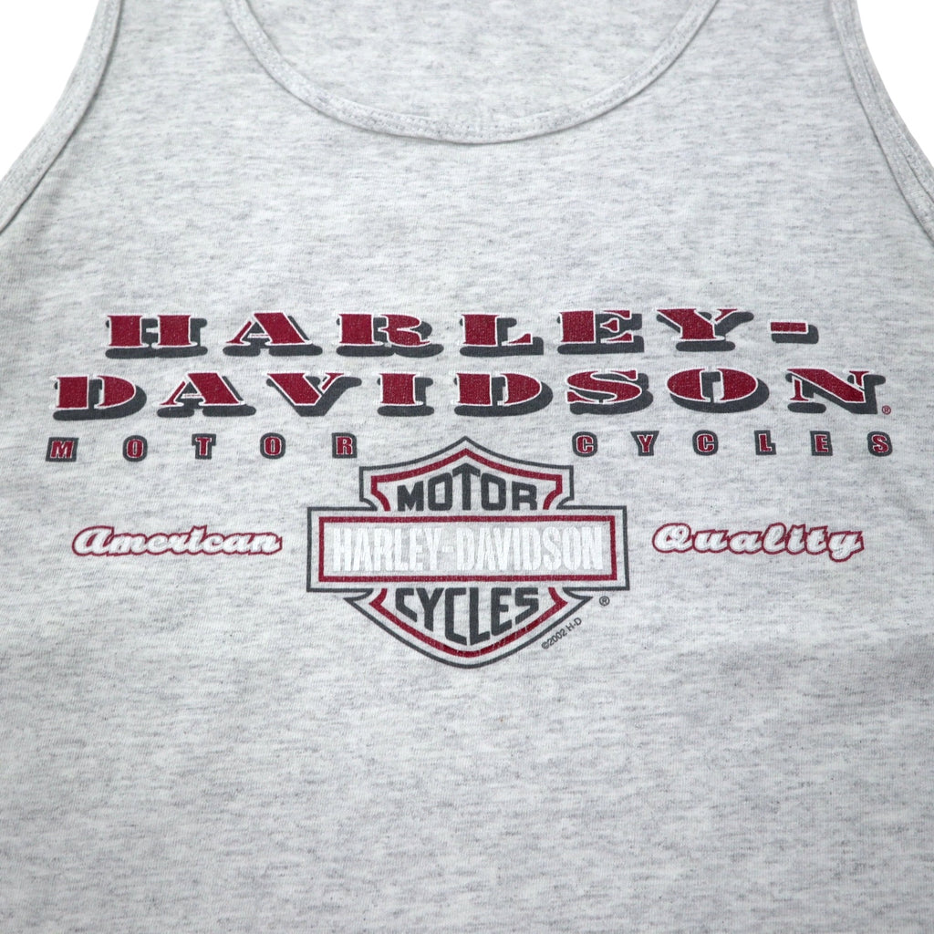 HARLEY DAVIDSON 00年代 ロゴプリント タンクトップ XL グレー コットン CALDWELL ID