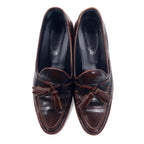 TOD'S Platform Tassel Loafer 24.5cm Brown Leather Made in Italy