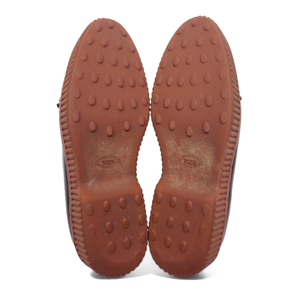 TOD'S Platform Tassel Loafer 24.5cm Brown Leather Made in Italy