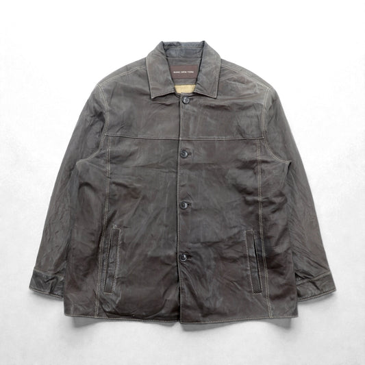 MARC NEW YORK レザー ステッチ カーコート カバーオール 2XL ブラウン