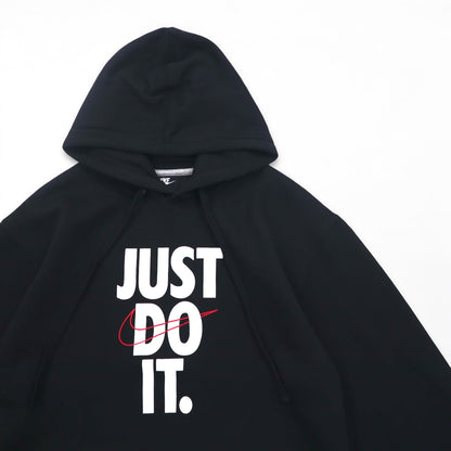 NIKE Pullover Hoodie M Black JUST DO IT HOODIE 928717-451 Made in Pakistan