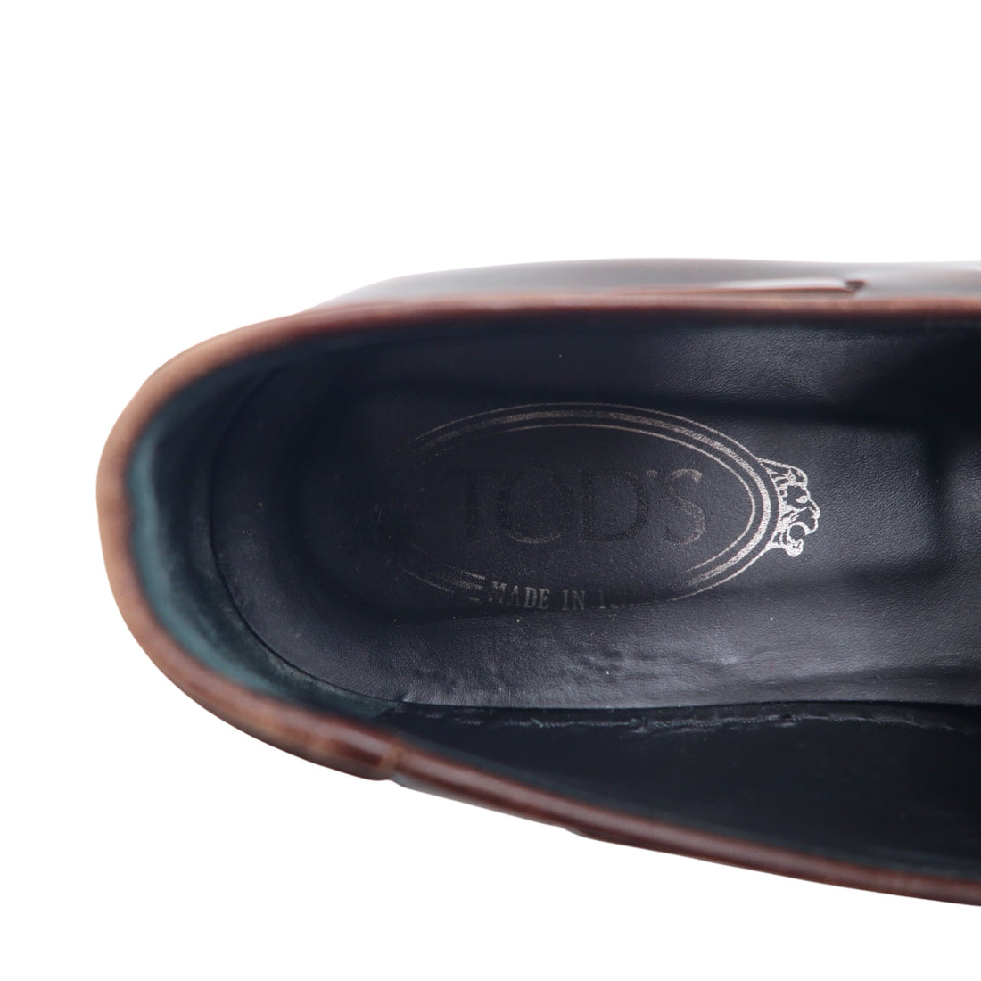 TOD'S Platform Tassel Loafer 24.5cm Brown Leather Made in Italy