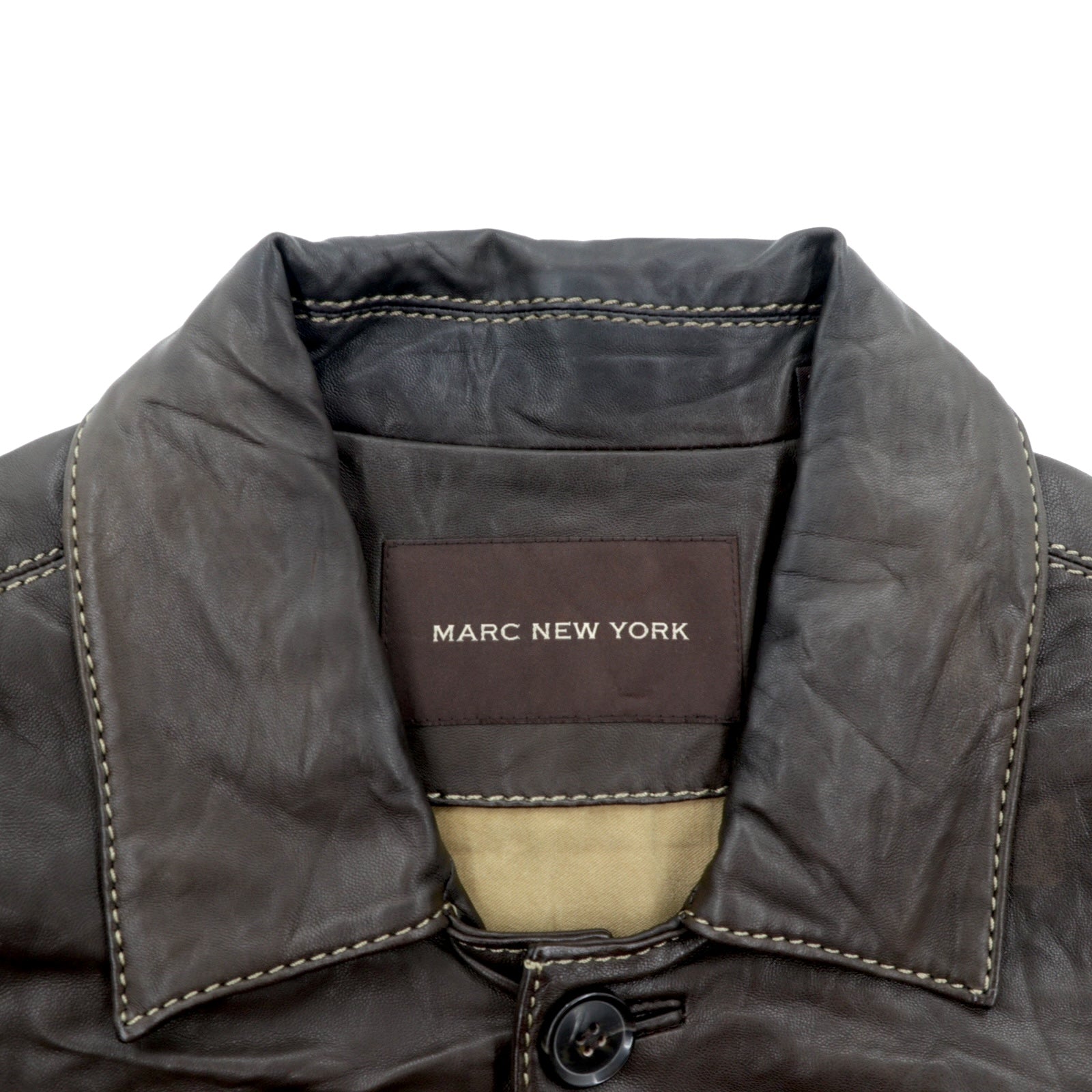 MARC NEW YORK レザー ステッチ カーコート カバーオール 2XL ブラウン