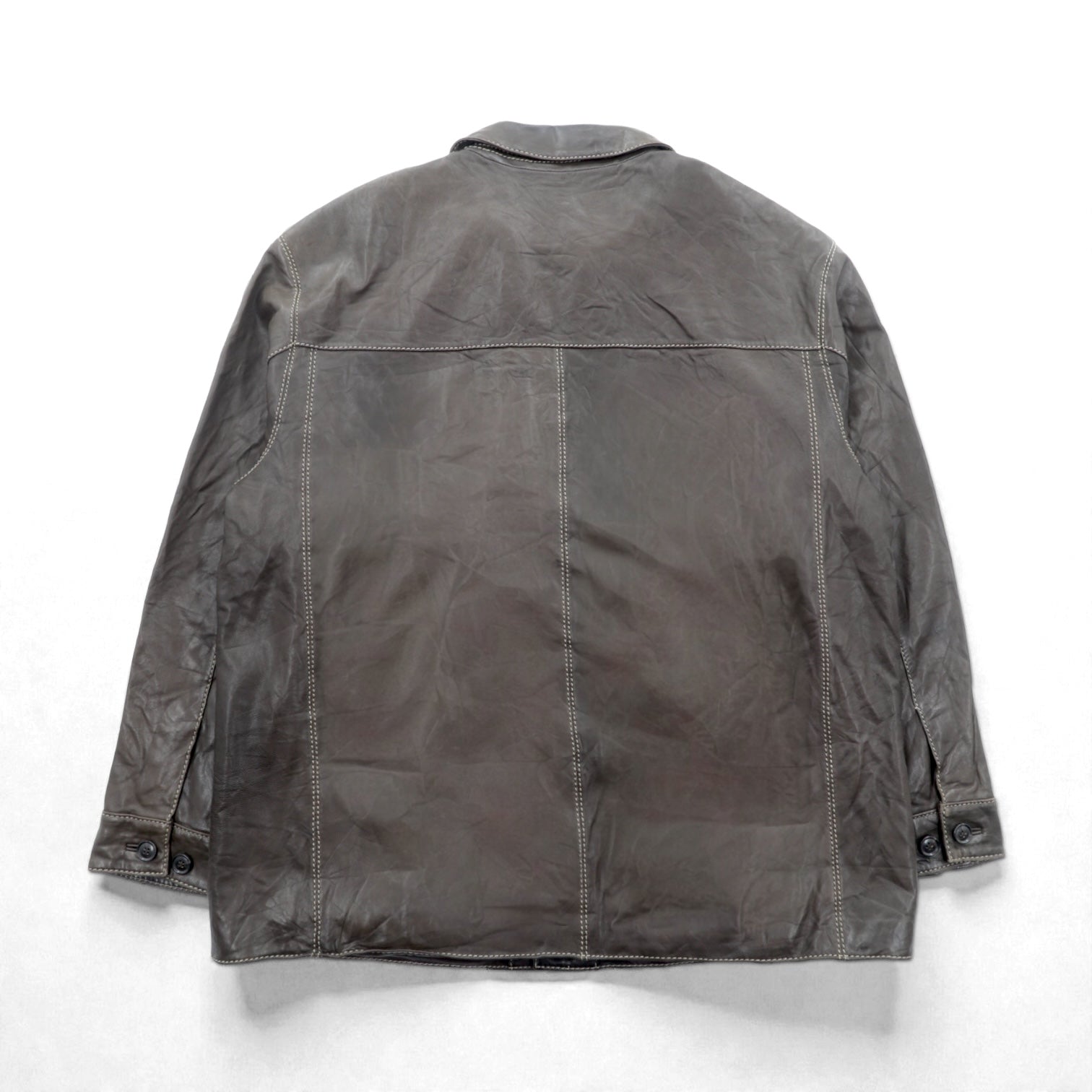 MARC NEW YORK レザー ステッチ カーコート カバーオール 2XL ブラウン