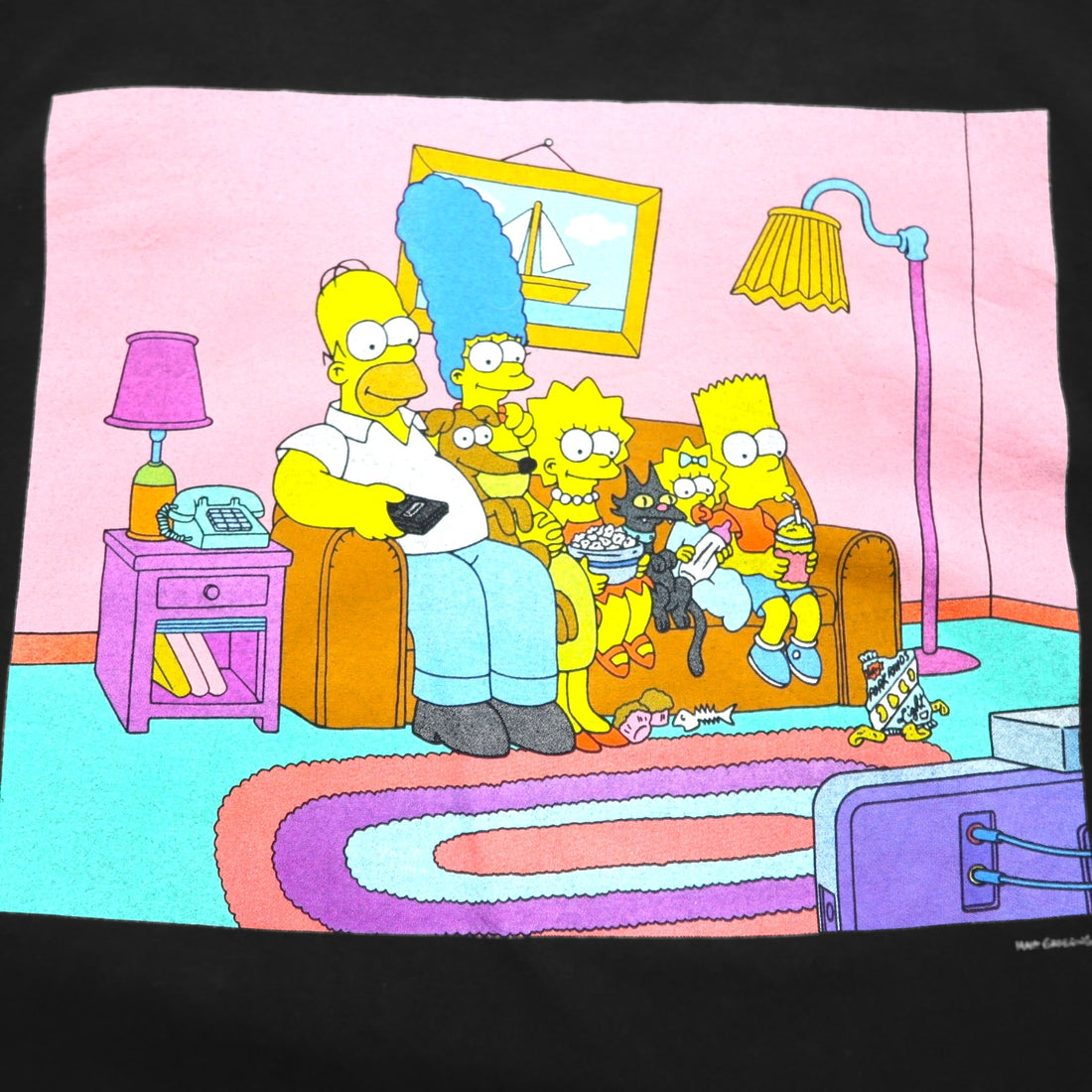 THE SIMPSONS シンプソンズ キャラクター プリント Tシャツ M ブラック コットン