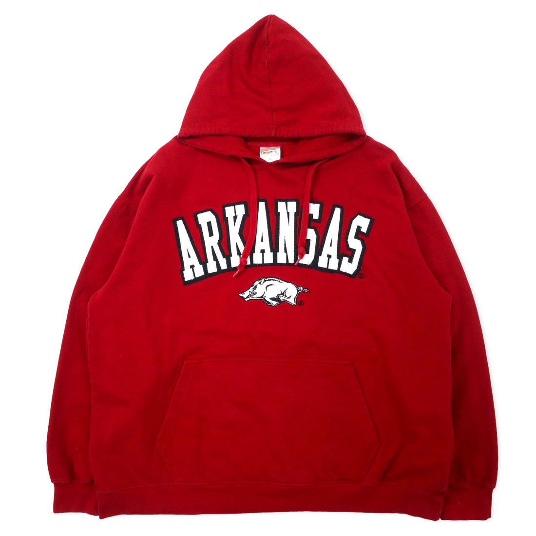 日本然リトテ-古着オンライン-e5 カレッジ 刺繍 プルオーバーパーカー 2X レッド コットン NCAA ARKANSAS ビッグサイズ-e5 College Embroidery Pullover Hoodie 2X Red Cotton NCAA ARKANSAS Big Size