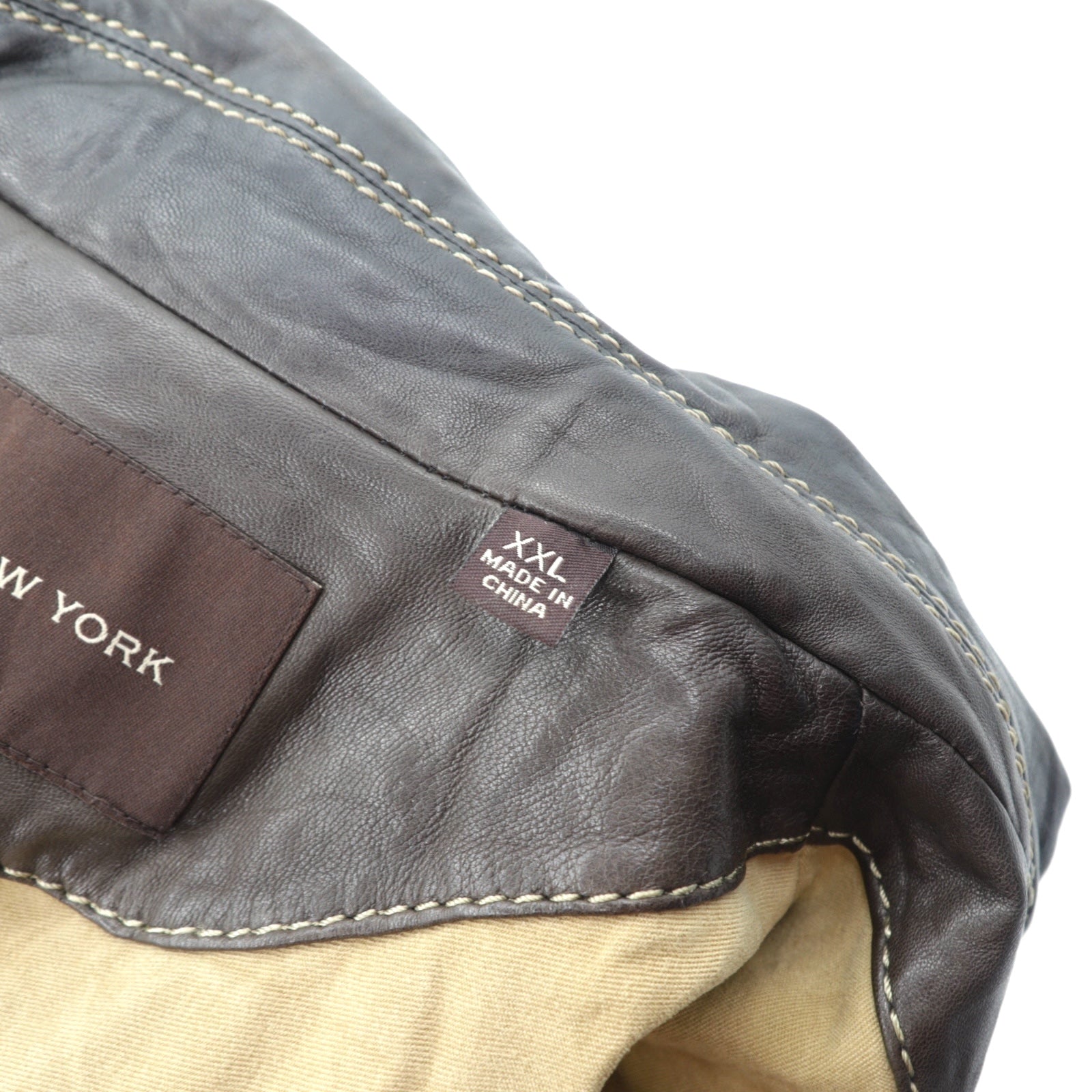 MARC NEW YORK レザー ステッチ カーコート カバーオール 2XL ブラウン