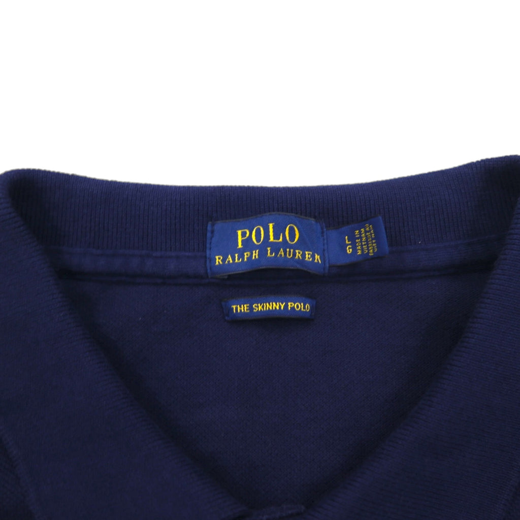 POLO RALPH LAUREN ビッグポニー刺繍 THE SKINNY POLO ポロシャツ L ネイビー コットン 鹿の子 USA 星条旗