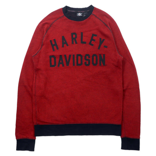 HARLEY DAVIDSON ロゴ刺繍 スウェット L レッド コットン ビッグサイズ