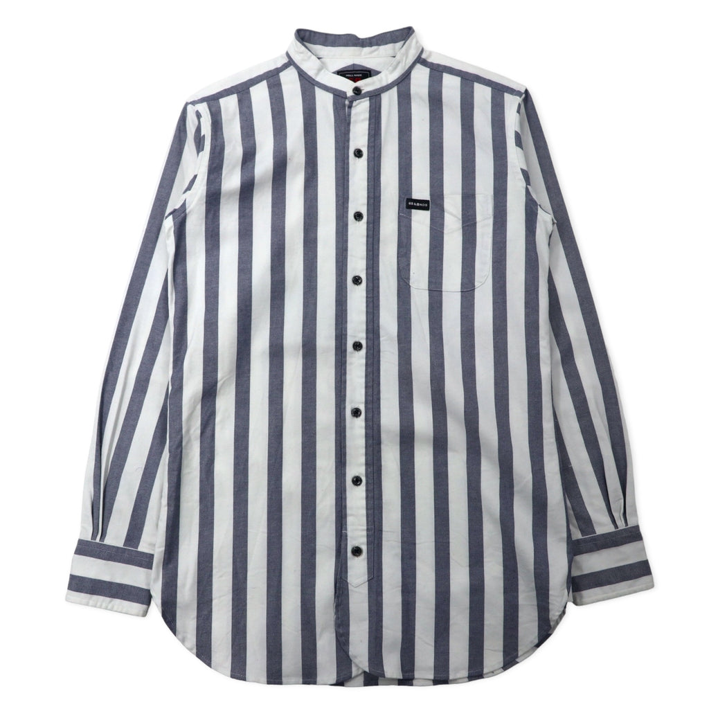 日本然リトテ-古着オンライン-68 & BROTHERS バンドカラーシャツ M ホワイト ストライプ コットン 日本製-68 & Brothers Band COLLAR Shirt M White Striped Japan Made