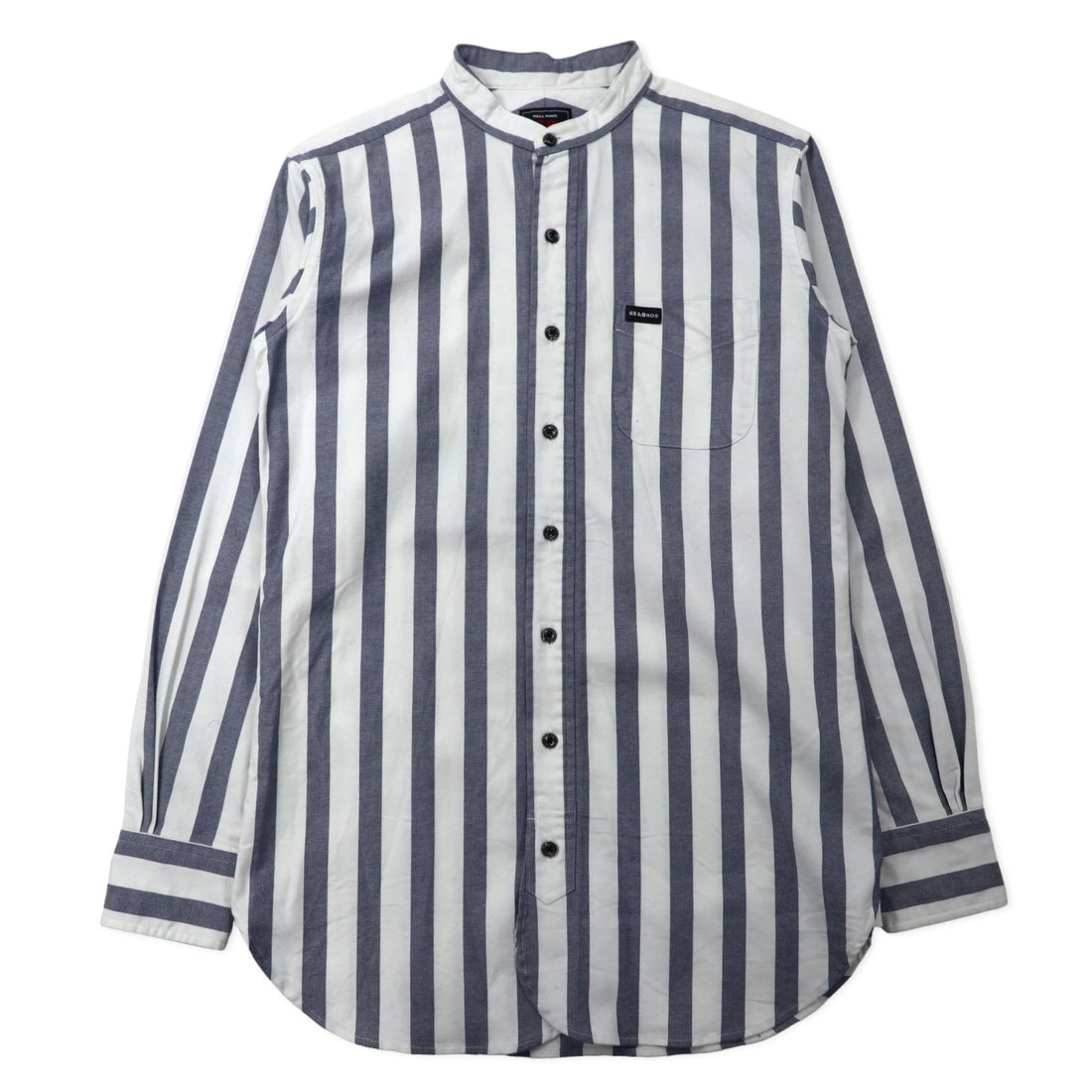 日本然リトテ-古着オンライン-68 & BROTHERS バンドカラーシャツ M ホワイト ストライプ コットン 日本製-68 & Brothers Band COLLAR Shirt M White Striped Japan Made