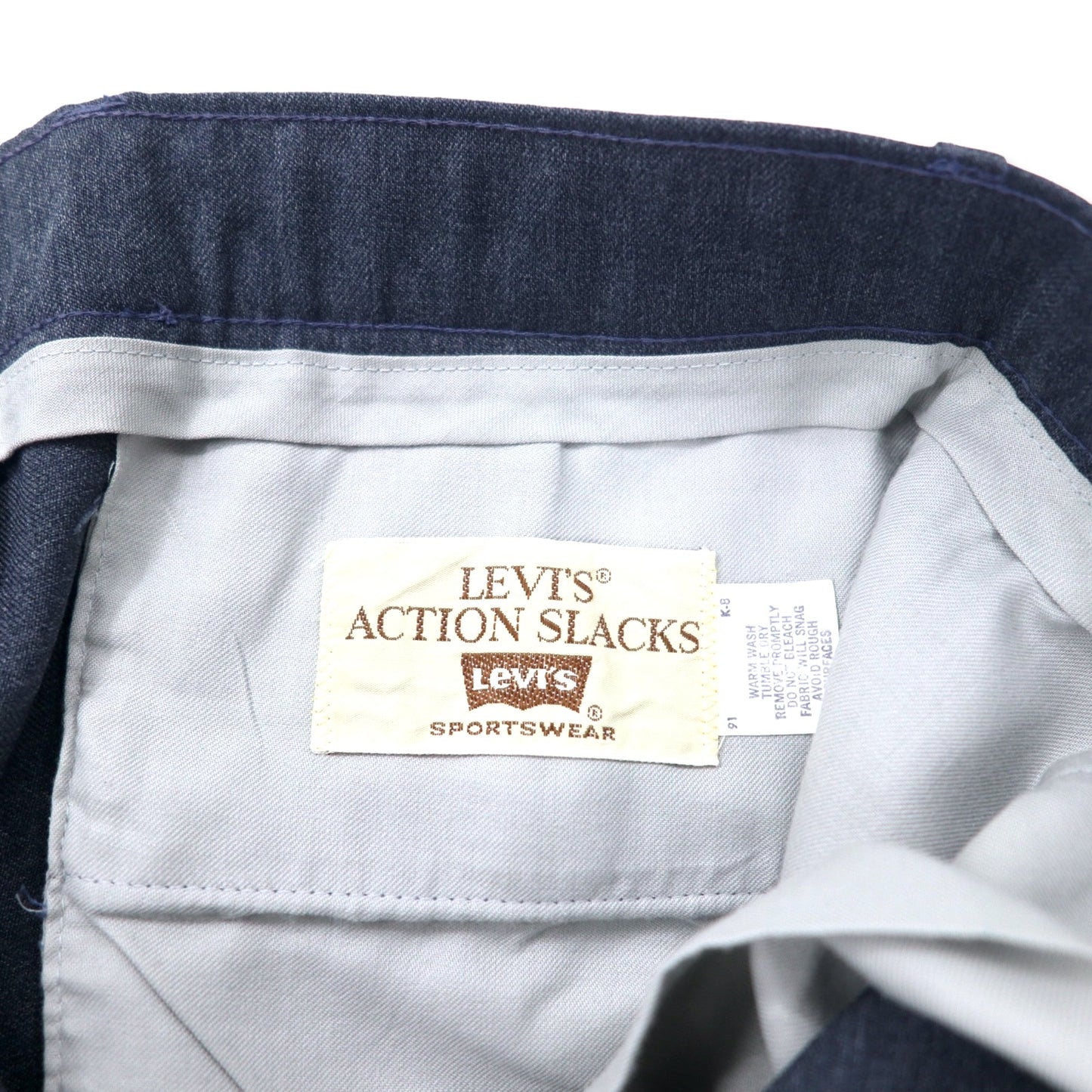 LEVI'S ACTION SLACKS 80年代 アクション スラックスパンツ W84 ネイビー ポリエステル SCOVILLジップ