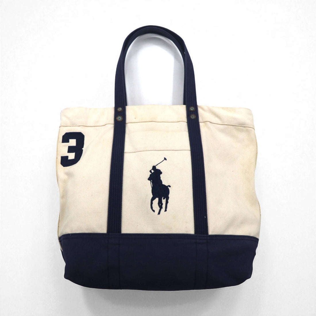 Polo Ralph Lauren Big Pony Canvas Tote Bag with Embroidered, Vintage Finish and Numbering