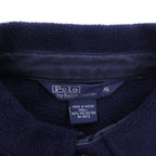 Polo Ralph Lauren 90年代 短丈 フリース ハリントンジャケット XL ネイビー チンストラップ スモールポニー刺繍