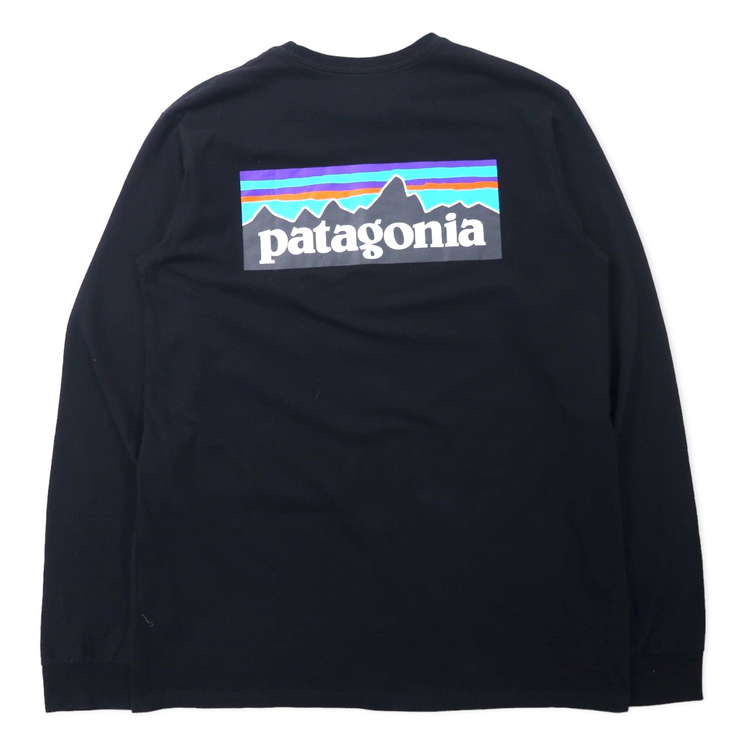 patagonia ロングスリーブ Tシャツ ロンT M ブラック コットン REGULAR FIT バックロゴプリント Responsibili Tee 38518FA22