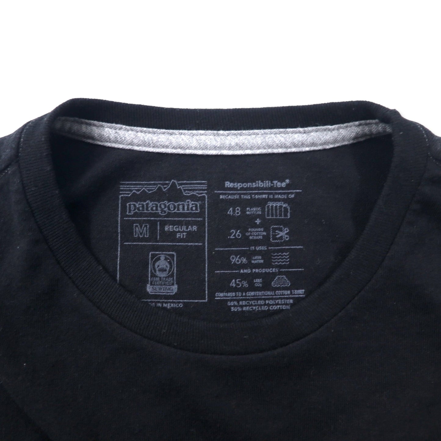 patagonia ロングスリーブ Tシャツ ロンT M ブラック コットン REGULAR FIT バックロゴプリント Responsibili Tee 38518FA22