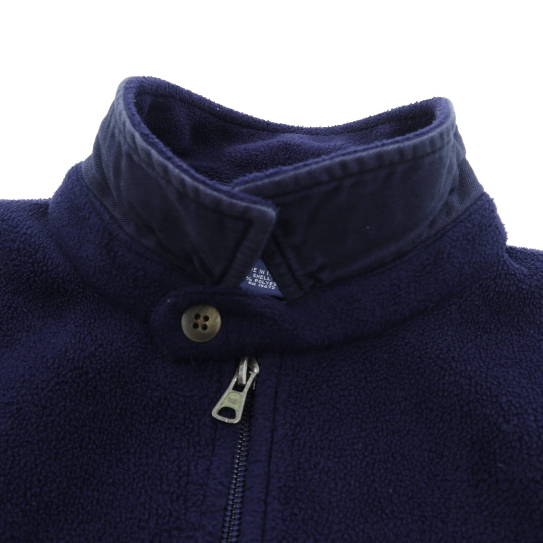 Polo Ralph Lauren 90年代 短丈 フリース ハリントンジャケット XL ネイビー チンストラップ スモールポニー刺繍