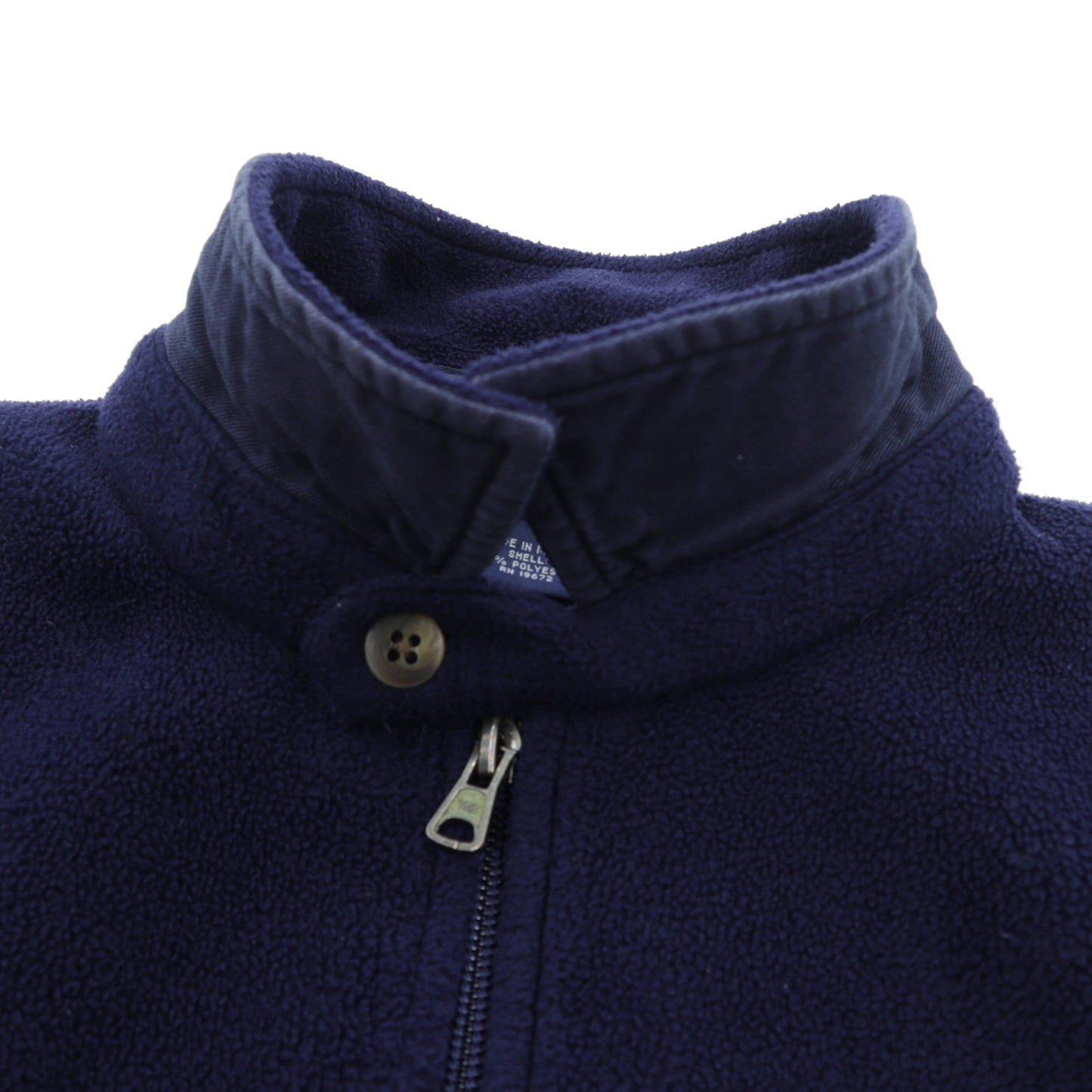 Polo Ralph Lauren 90年代 短丈 フリース ハリントンジャケット XL ネイビー チンストラップ スモールポニー刺繍