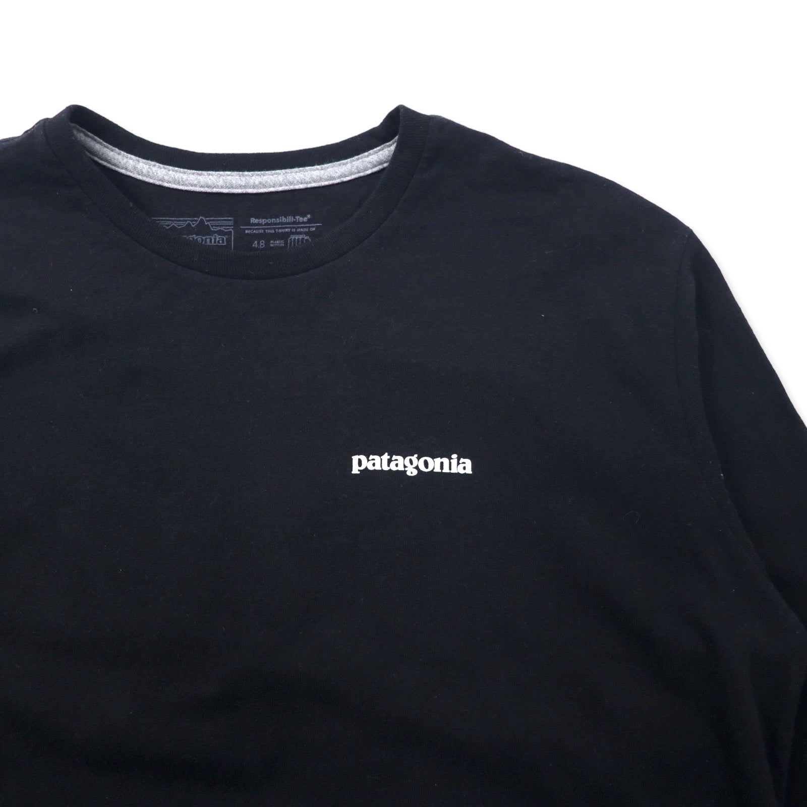 patagonia ロングスリーブ Tシャツ ロンT M ブラック コットン REGULAR FIT バックロゴプリント Responsibili Tee 38518FA22