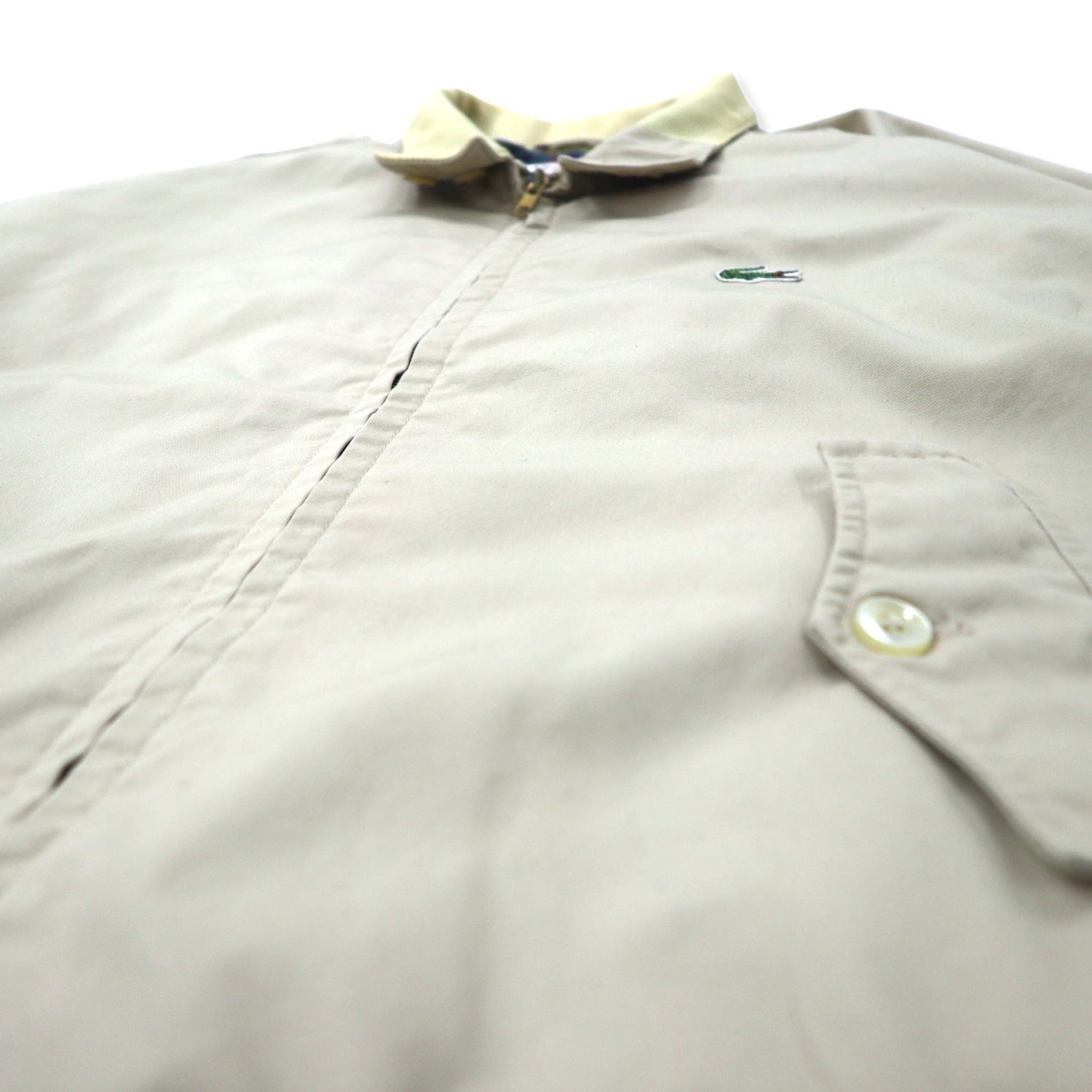 IZOD LACOSTE 90's Swing Top Harrington Jacket L Beige Cotton Lining Checked  One Point Logo Sri Lanka Made – 日本然リトテ