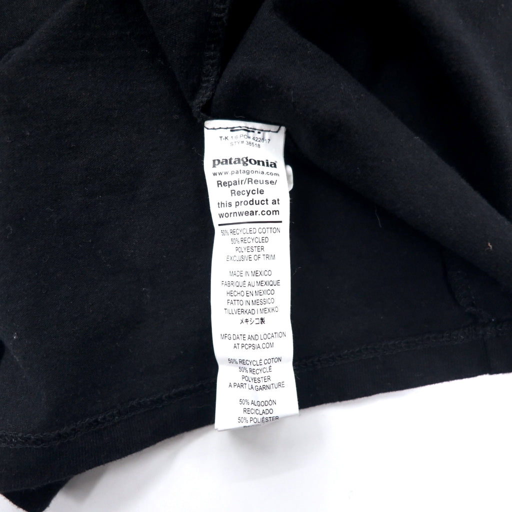 patagonia ロングスリーブ Tシャツ ロンT M ブラック コットン REGULAR FIT バックロゴプリント Responsibili Tee 38518FA22