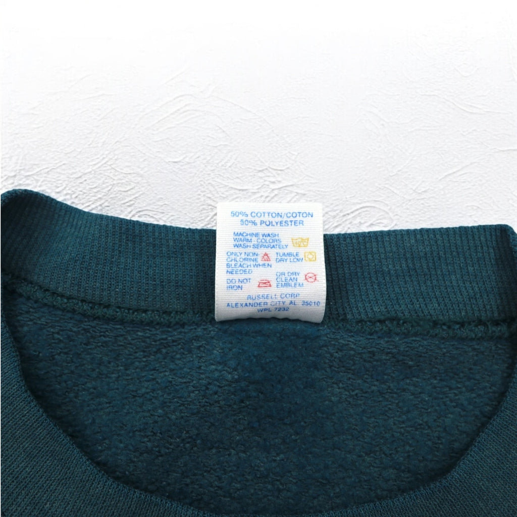 JERZEES 90s USA made sweatshirt L green cotton fleece lining Nabisco US company one point