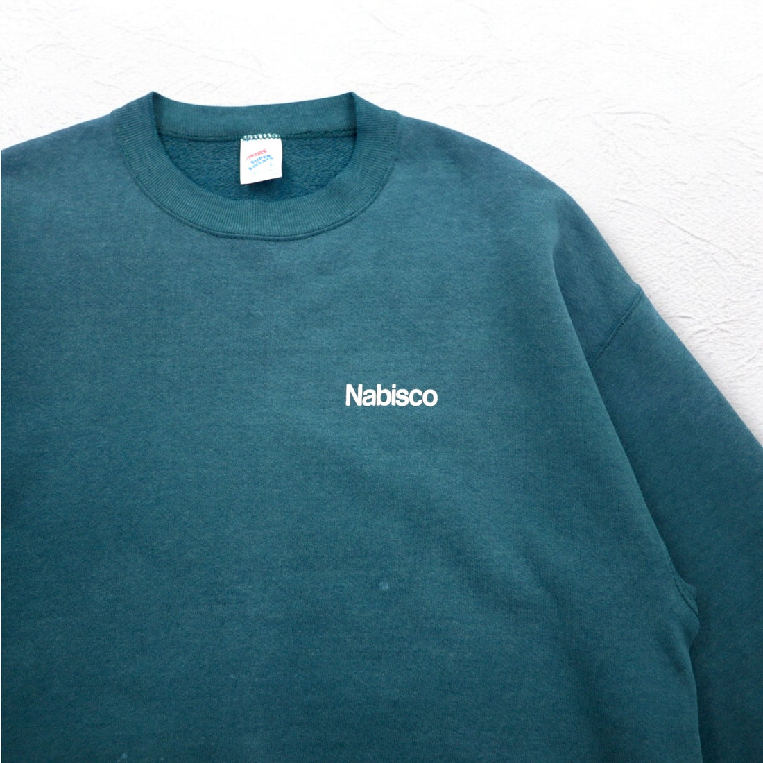 JERZEES 90s USA made sweatshirt L green cotton fleece lining Nabisco US company one point